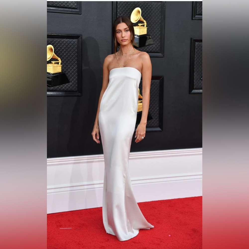 Saint Laurent Silk Satin Dress in Craie